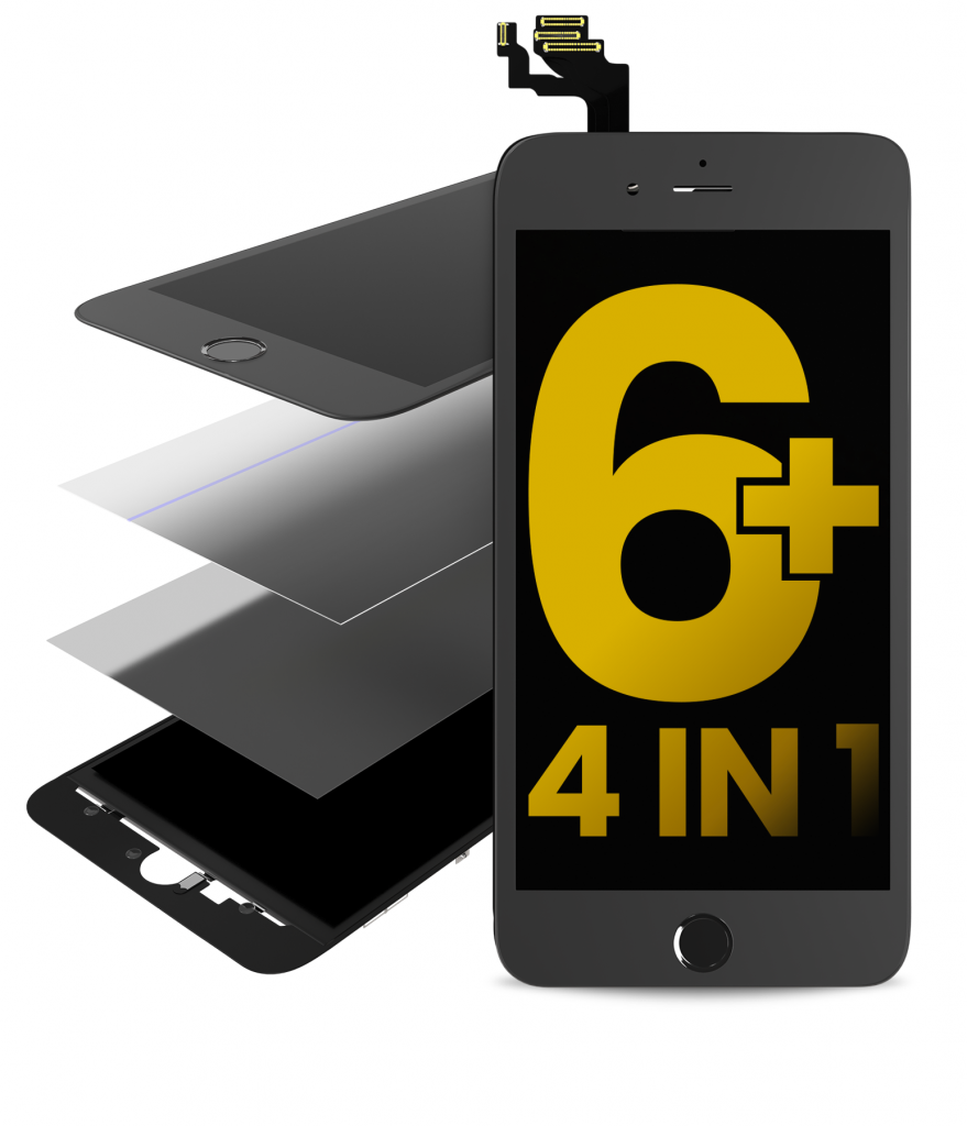 4 in 1 (Front Glass + Frame + Polarizer + OCA Pre-Installed) For iPhone 6 Plus (Black) (2 Pack)