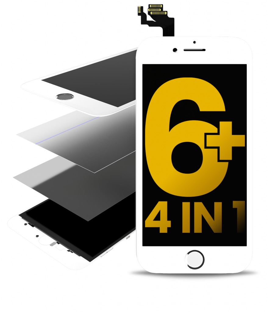 4 in 1 (Front Glass + Frame + Polarizer + OCA Pre-Installed) For iPhone 6 Plus (White) (2 Pack)