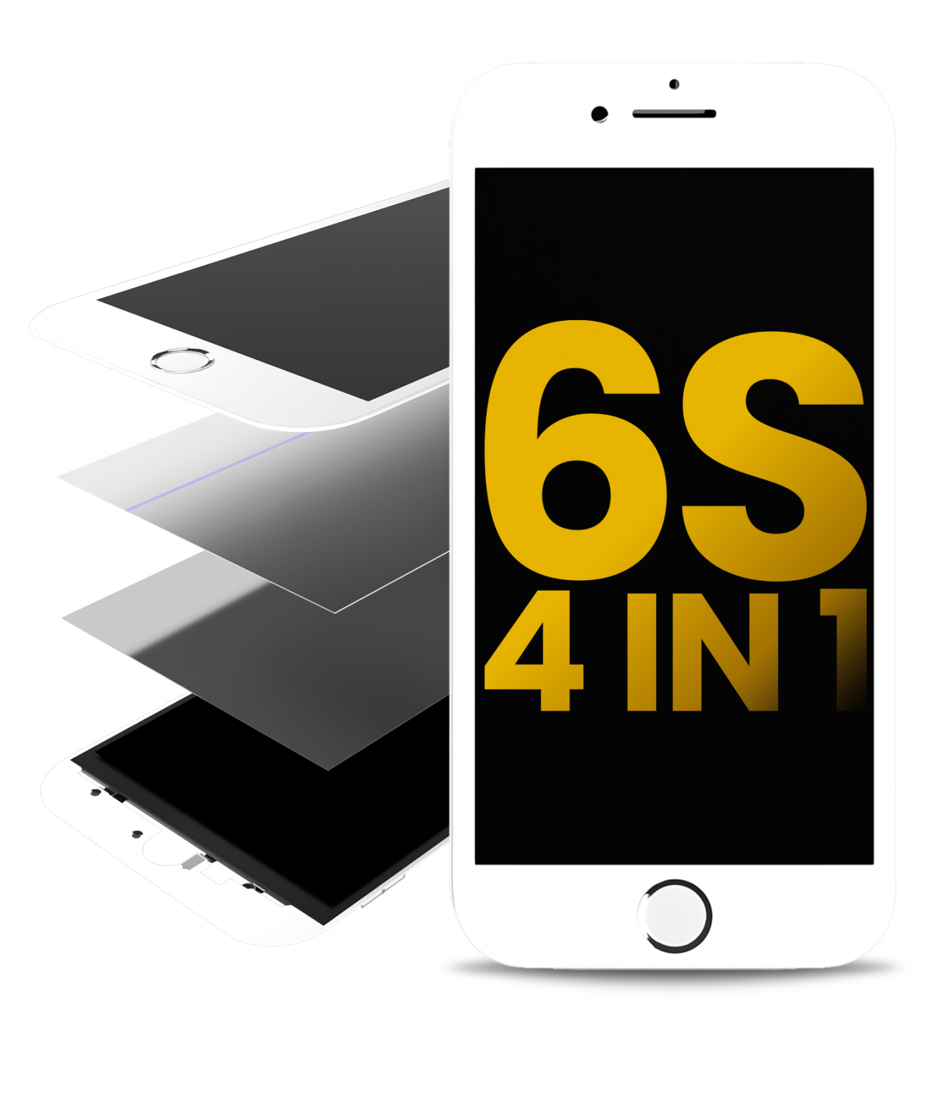 4 in 1 (Front Glass + Frame + Polarizer + OCA Pre-Installed) For iPhone 6S (2 Pack) (White)