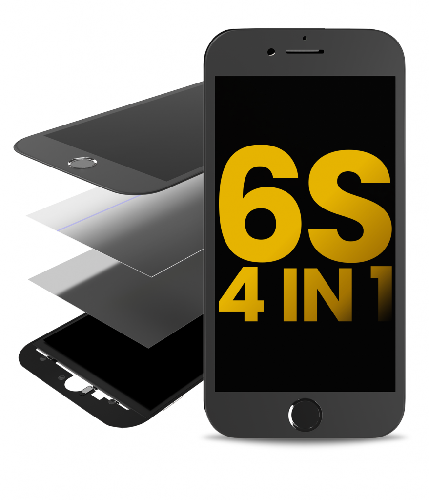 4 in 1 (Front Glass + Frame + Polarizer + OCA Pre-Installed) For iPhone 6S (Black) (2 Pack)