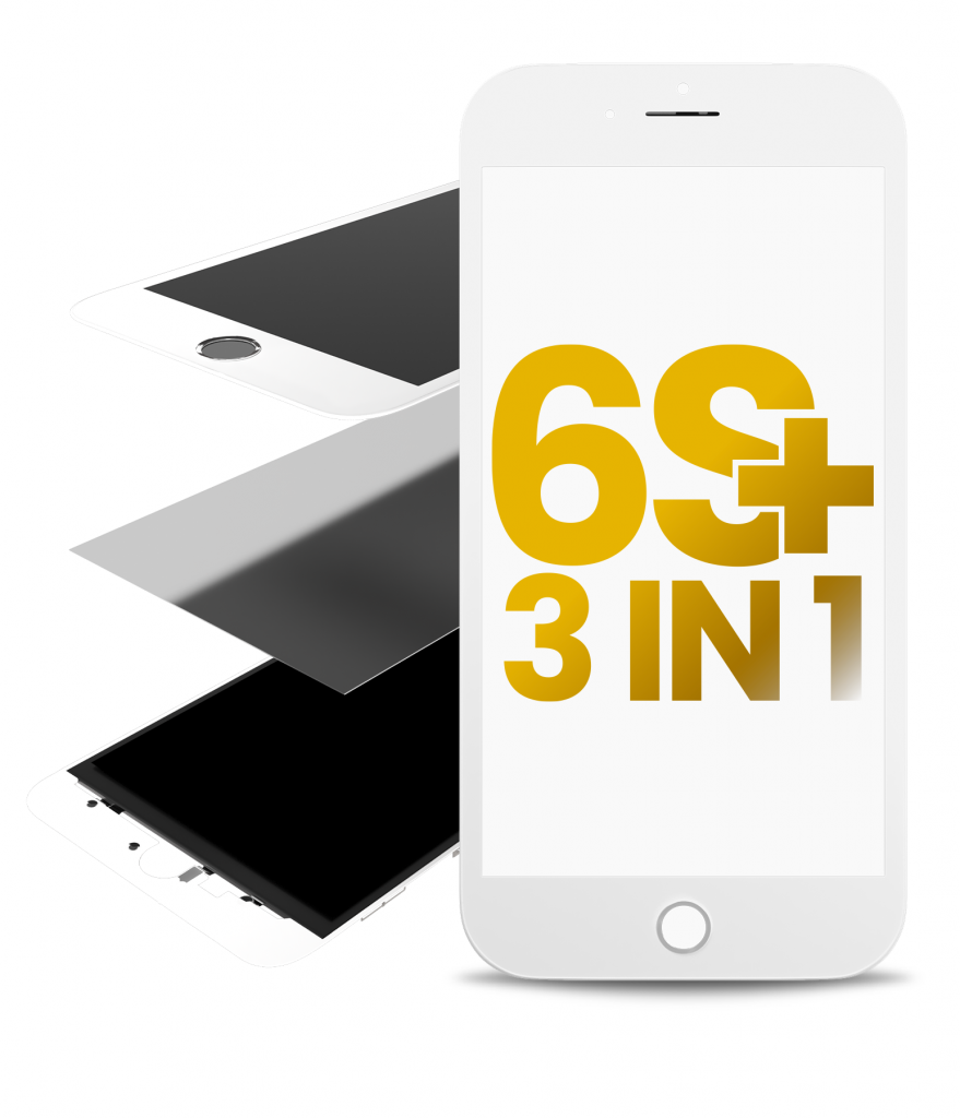 3 in 1 (Front Glass + Frame + OCA Pre-Installed) For iPhone 6S Plus (White) (2 Pack)