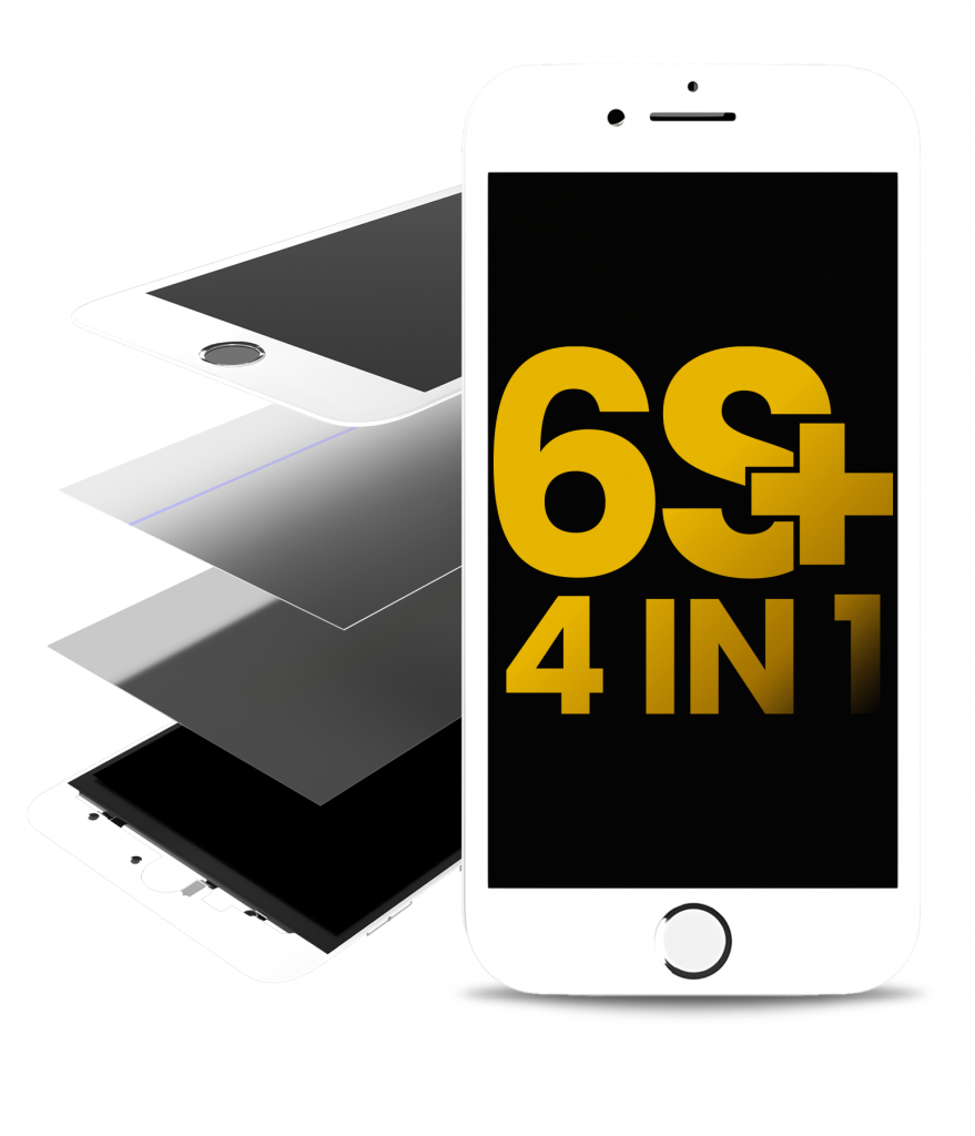 4 in 1 (Front Glass + Frame + Polarizer + OCA Pre-Installed) For iPhone 6S Plus (White) (2 Pack)