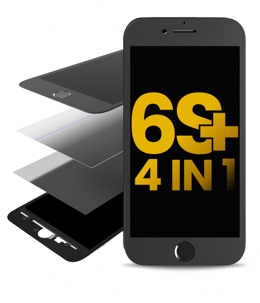 4 in 1 (Front Glass + Frame + Polarizer + OCA Pre-Installed) For iPhone 6S Plus (Black) (2 Pack)