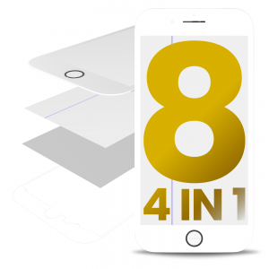 4 in 1 (Front Glass + Frame + Polarizer + OCA Pre-Installed) For iPhone 8 (2 Pack) (White)