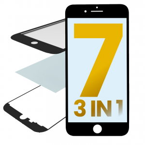 Glass With Frame & OCA Pre-Installed For iPhone 7 (Black) (Premium / 3 in 1) (2 Pack)