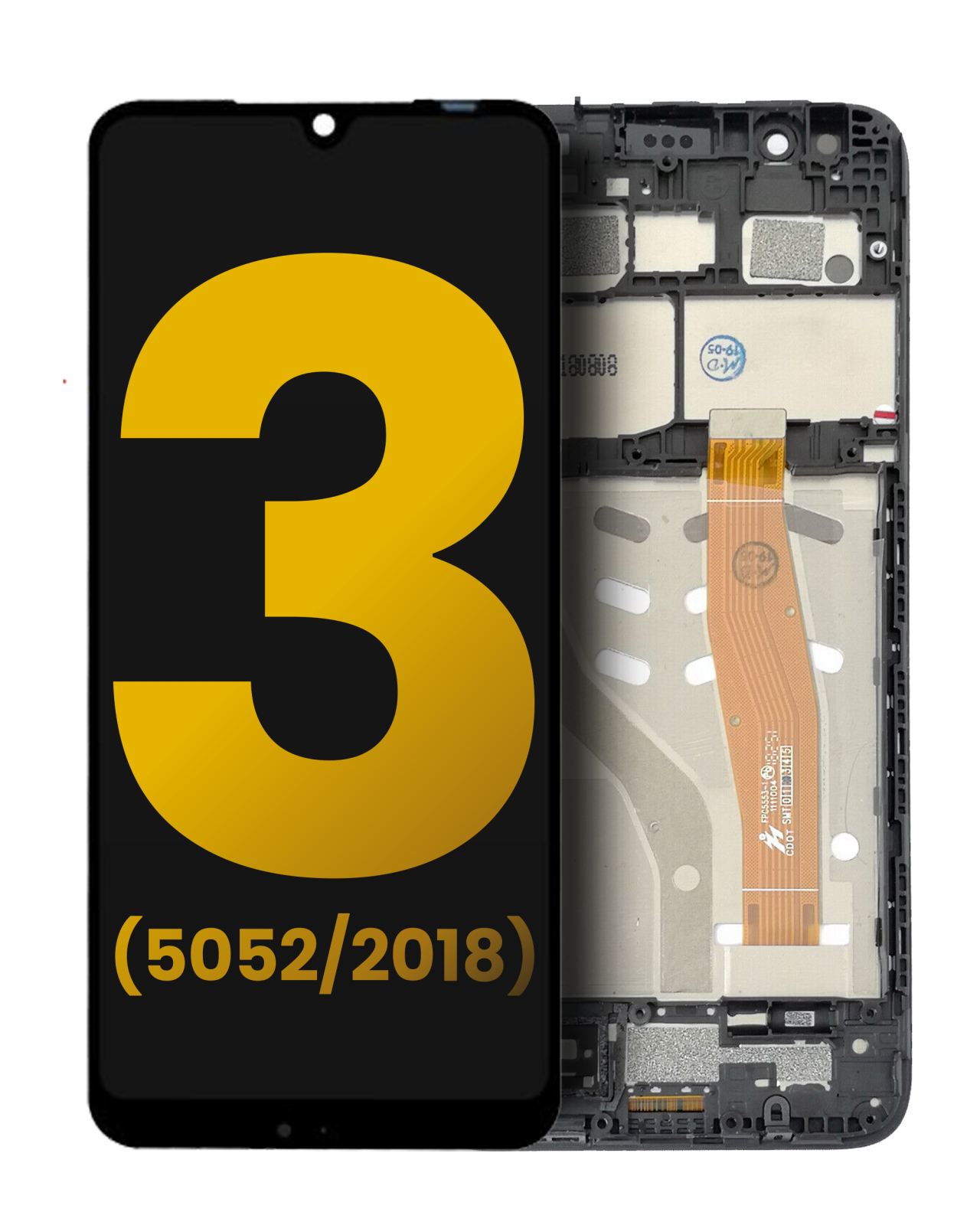LCD Assembly With Frame For Alcatel 3 (5052 / 2018) (Refurbished) (Black)