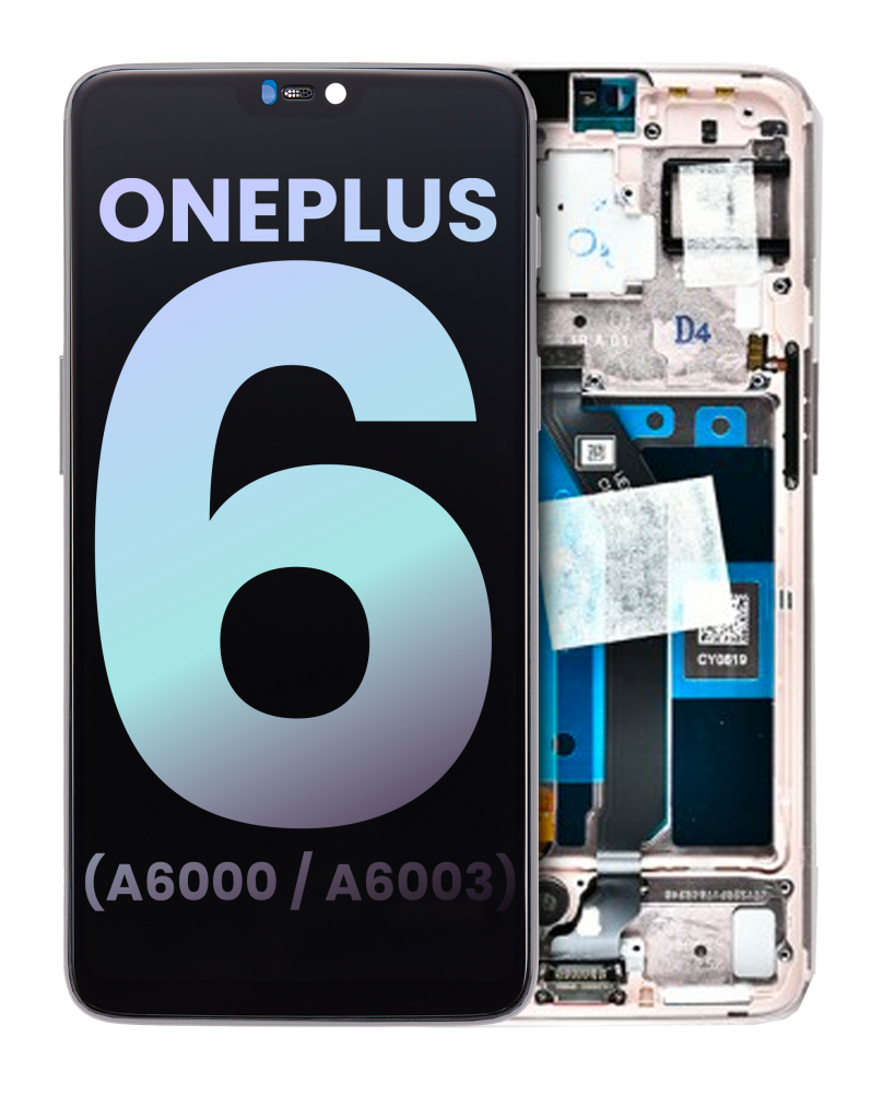 OLED Assembly With Frame For OnePlus 6 (A6000 / A6003) (Genuine OEM) (Silk White)