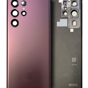 Back Cover Glass With Camera Lens For Samsung Galaxy S22 Ultra (Service Pack) (Burgundy)