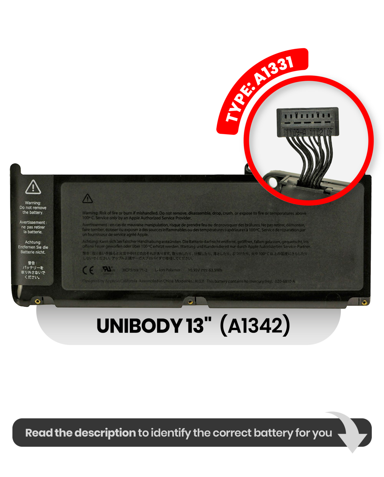 Battery (A1331) For MacBook 13" A1342 (2009-2010)