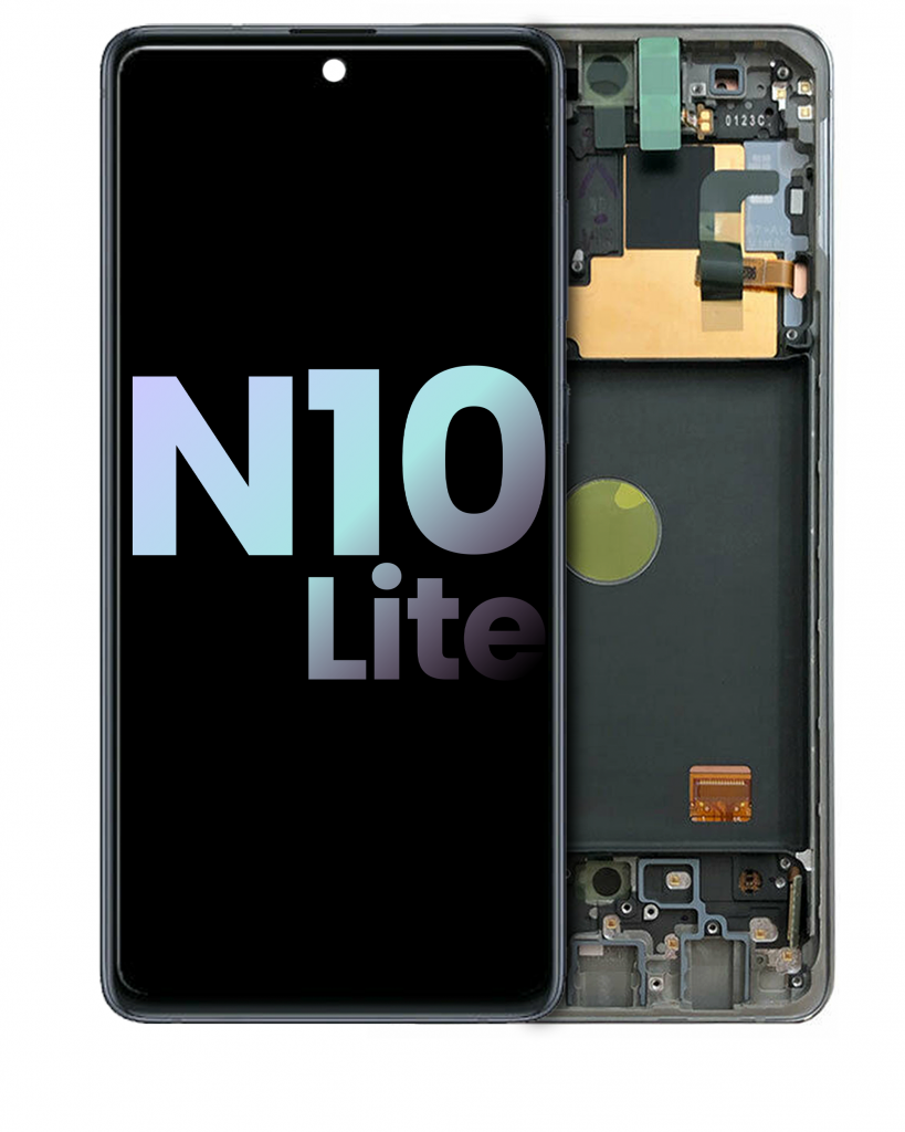 OLED Assembly With Frame For Samsung Galaxy Note 10 Lite (Service Pack) (Aura Glow / Silver)