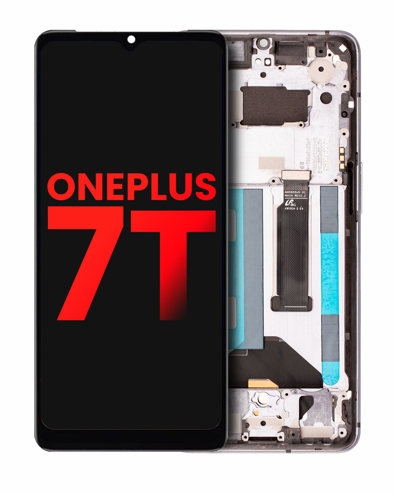OLED Assembly With Frame For OnePlus 7T (Aftermarket Plus) (Frosted Silver)