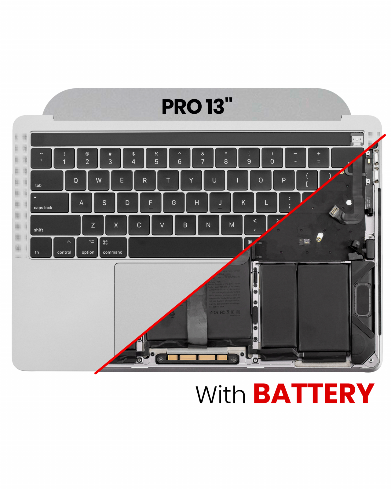 Top Case with Battery and Keyboard (ANSI US) For MacBook Pro 13" A1989 (2018-2019) (Used OEM Pull: Grade A) (Space Gray)