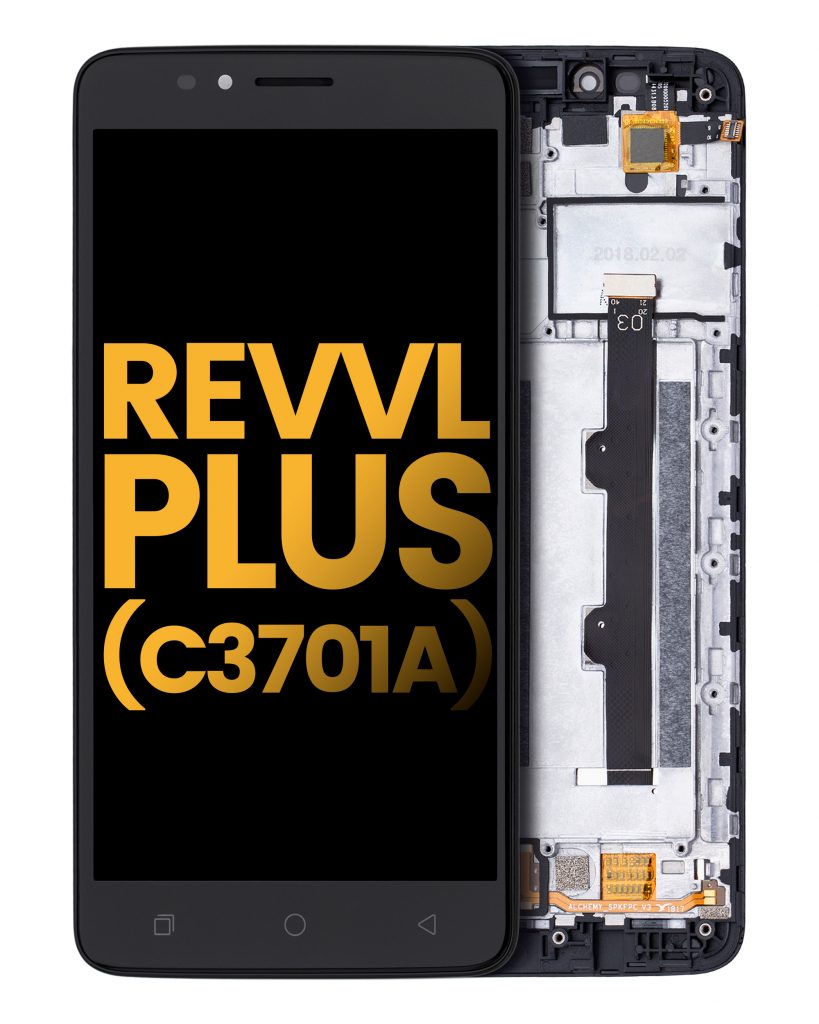 LCD Assembly With Frame For T-Mobile Revvl Plus (C3701A) (Refurbished) (Black)