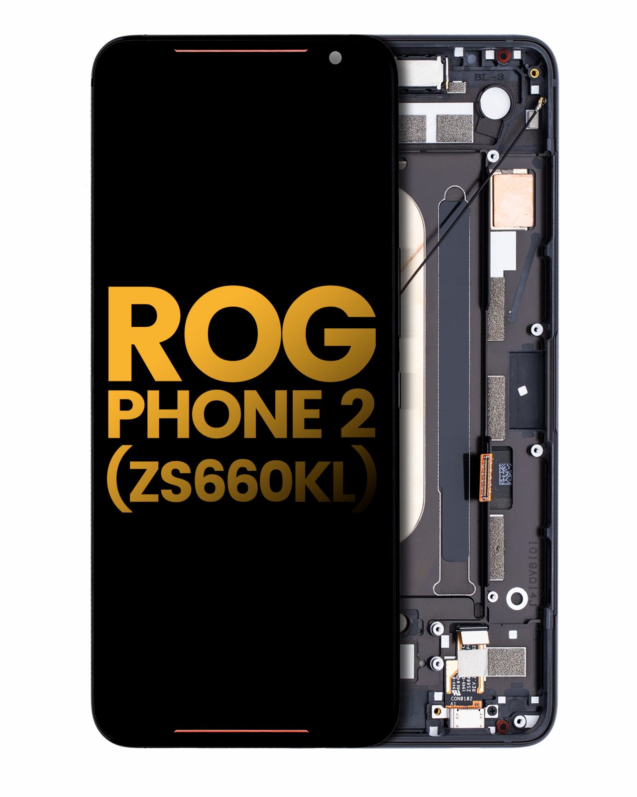 OLED Assembly With Frame For Asus ROG Phone 2 (ZS660KL) (Refurbished) (Matte Black)