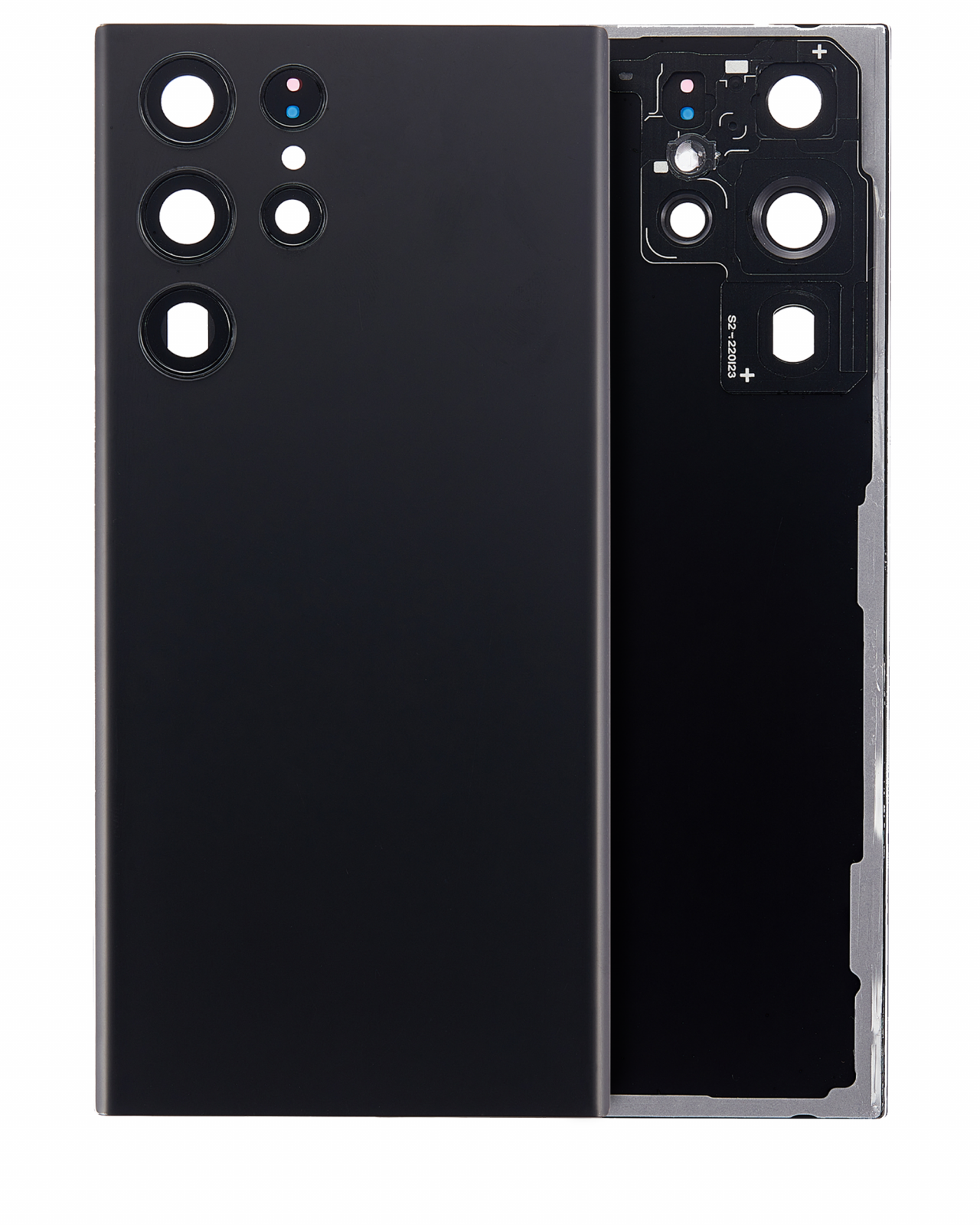 Back Cover Glass With Camera Lens For Samsung Galaxy S22 Ultra 5G (No Logo) (Aftermarket Plus) (Phantom Black)