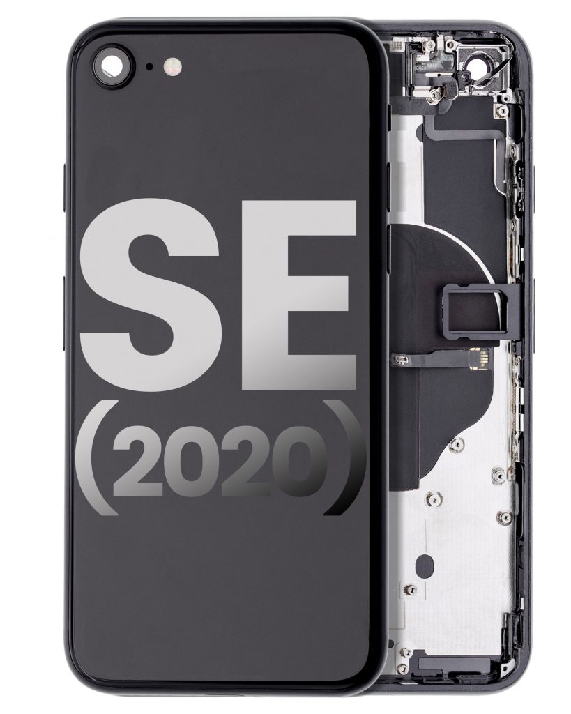 Back Housing W/ Small Components Pre-Installed For iPhone SE (2020) (Used OEM Pull: Grade B) (Black)