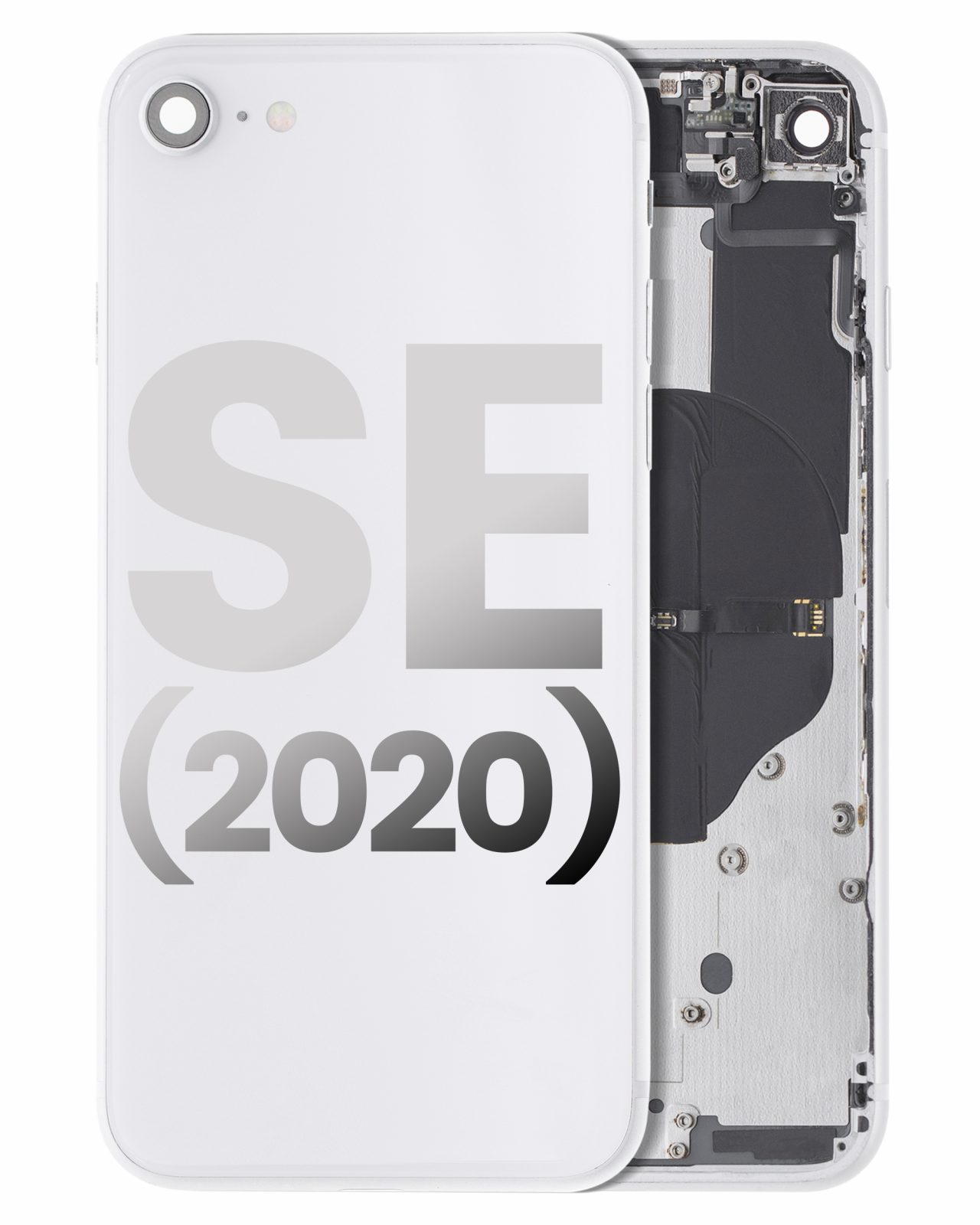 Back Housing W/ Small Parts For iPhone SE (2020) (Used OEM Pull: Grade C) (White)