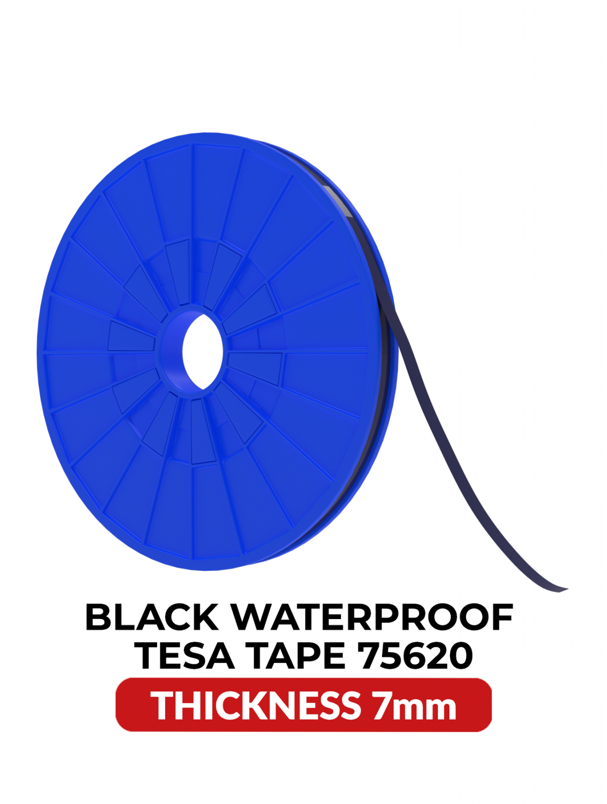 Double-Sided Acrylic Waterproof Black Tape (7MM x 25M) (Tesa Model # 75620)
