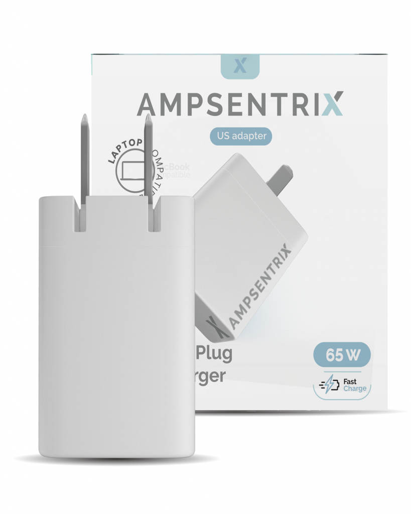 AmpSentrix 65W USB-C GaN Wall Adapter (110V / US Plug)