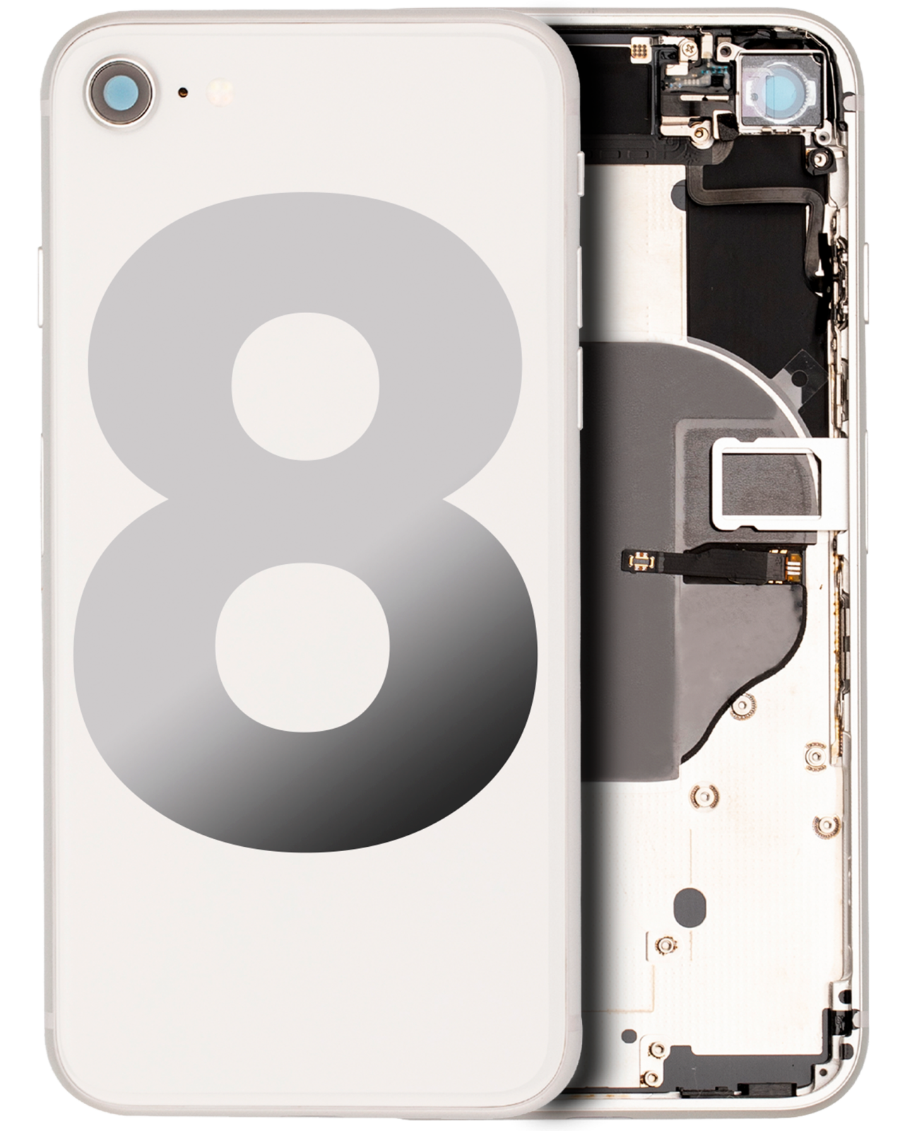 Back Housing W/ Small Components Pre-Installed For iPhone 8 (Used OEM Pull: Grade C) (Silver)