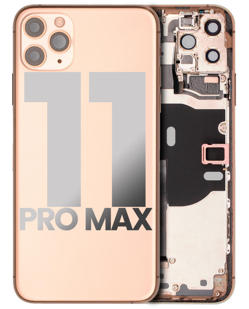 Back Housing W/ Small Components Pre-Installed For iPhone 11 Pro Max (Used OEM Pull: Grade A) (Gold)