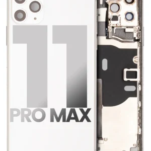 Back Housing W/ Small Components Pre-Installed For iPhone 11 Pro Max (Used OEM Pull: Grade B) (Silver)