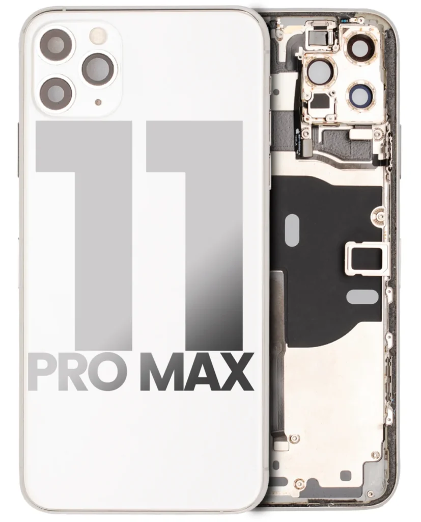 Back Housing W/ Small Components Pre-Installed For iPhone 11 Pro Max (Used OEM Pull: Grade B) (Silver)