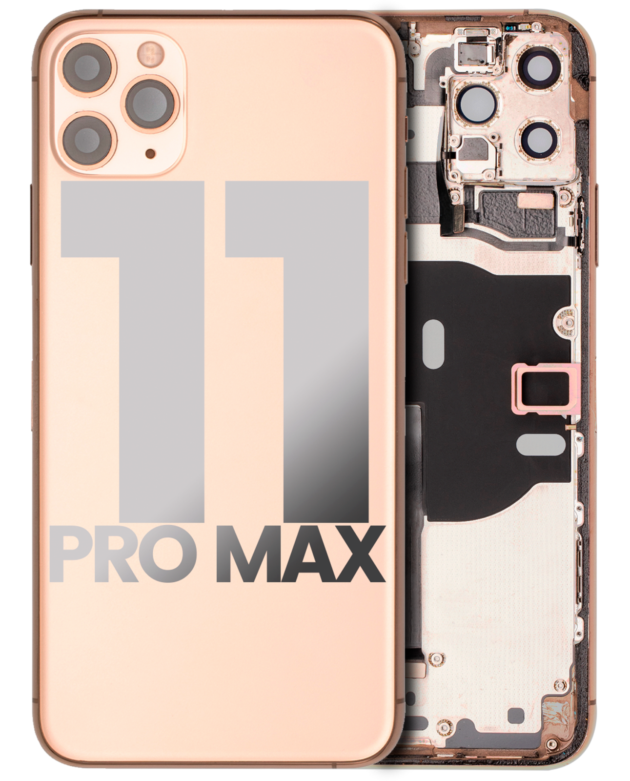 Back Housing W/ Small Components Pre-Installed For iPhone 11 Pro Max (Used OEM Pull: Grade B) (Gold)