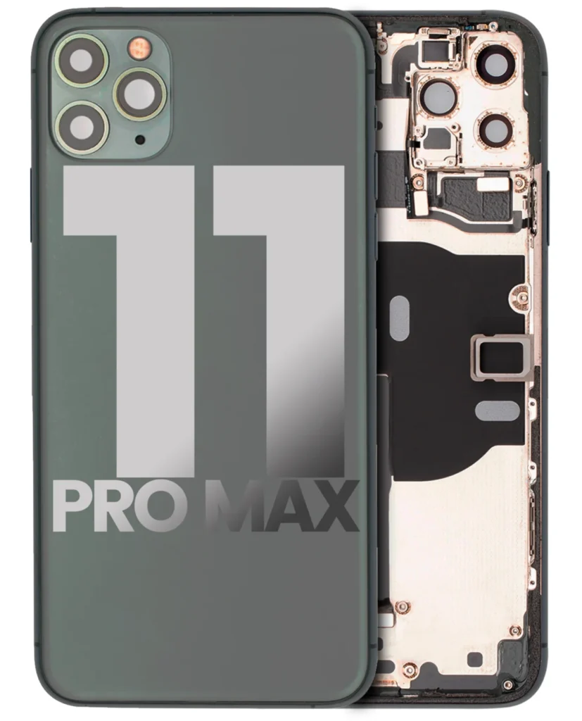 Back Housing W/ Small Components Pre-Installed For iPhone 11 Pro Max (Used OEM Pull: Grade B) (Midnight Green)