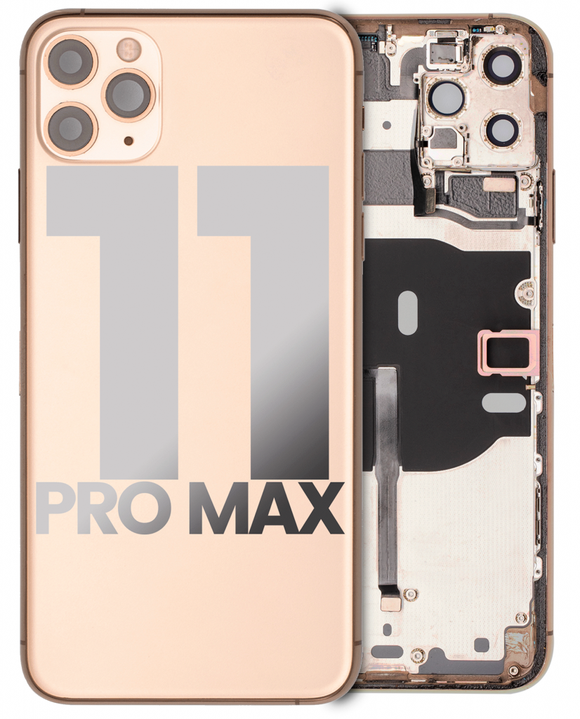 Back Housing W/ Small Components Pre-Installed For iPhone 11 Pro Max (Used OEM Pull: Grade C) (Gold)