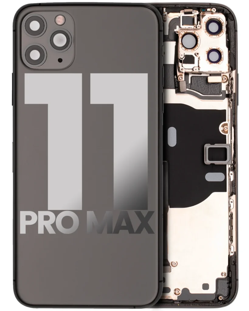 Back Housing W/ Small Components Pre-Installed For iPhone 11 Pro Max (Used OEM Pull: Grade C) (Space Gray)
