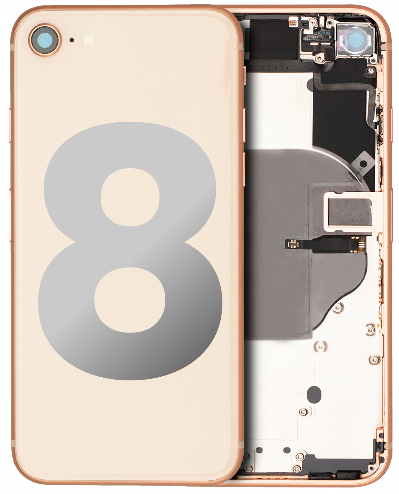 Back Housing W/ Small Parts For iPhone 8 (Used OEM Pull: Grade B) (Gold)