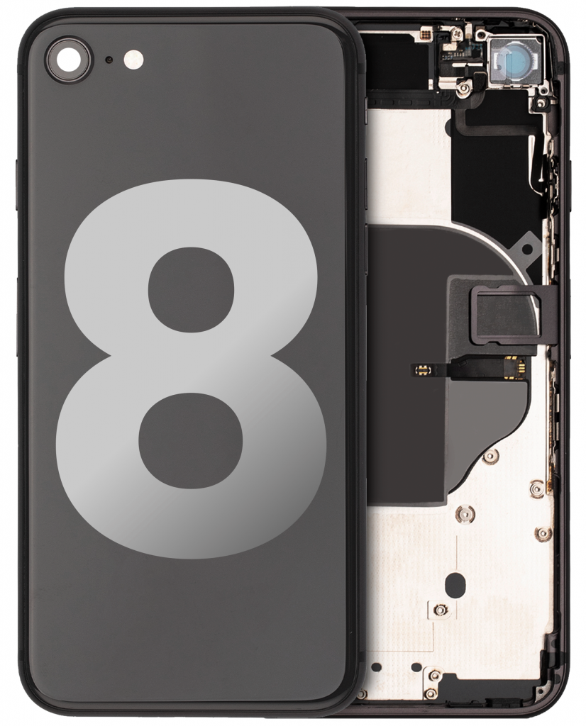 Back Housing W/ Small Components Pre-Installed For iPhone 8 (Used OEM Pull: Grade C) (Space Gray)