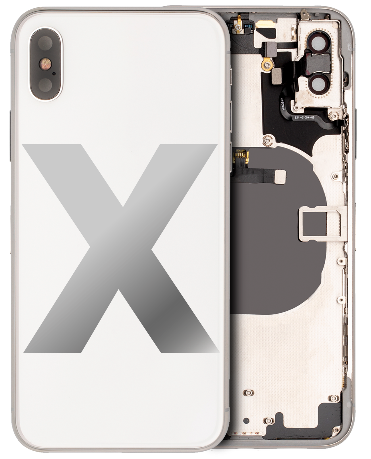 Back Housing W/ Small Parts For iPhone X (Used OEM Pull: Grade A) (Silver)