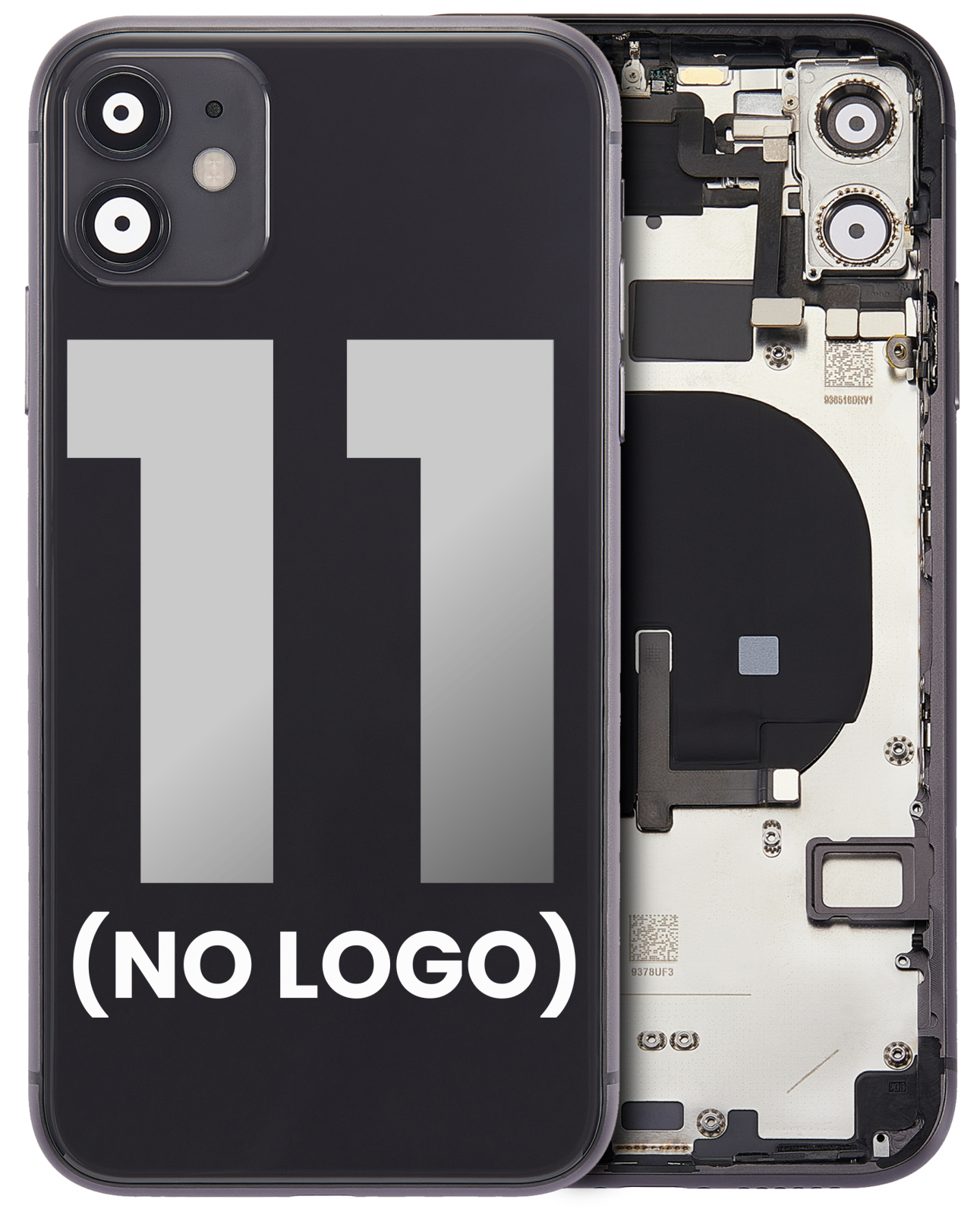 Back Housing W/ Small Components Pre-Installed For iPhone 11 (No Logo) (Aftermarket Plus) (Black)
