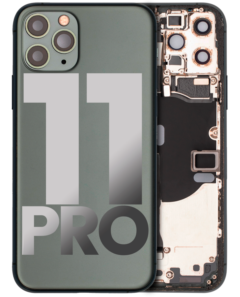 Back Housing W/ Small Components Pre-Installed For iPhone 11 Pro (Used OEM Pull: Grade C) (Matte Midnight Green)