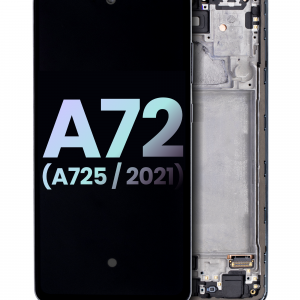 OLED Assembly With Frame For Samsung A72 (A725 / 2021) (Service Pack) (Awesome Black)