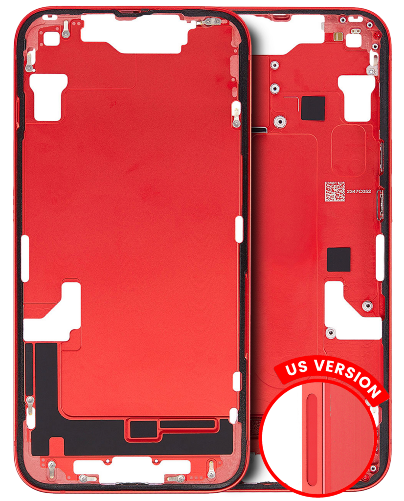 Mid-Frame Housing W/ Small Parts For iPhone 14 (US Version) (Used OEM Pull: Grade A) (Red)