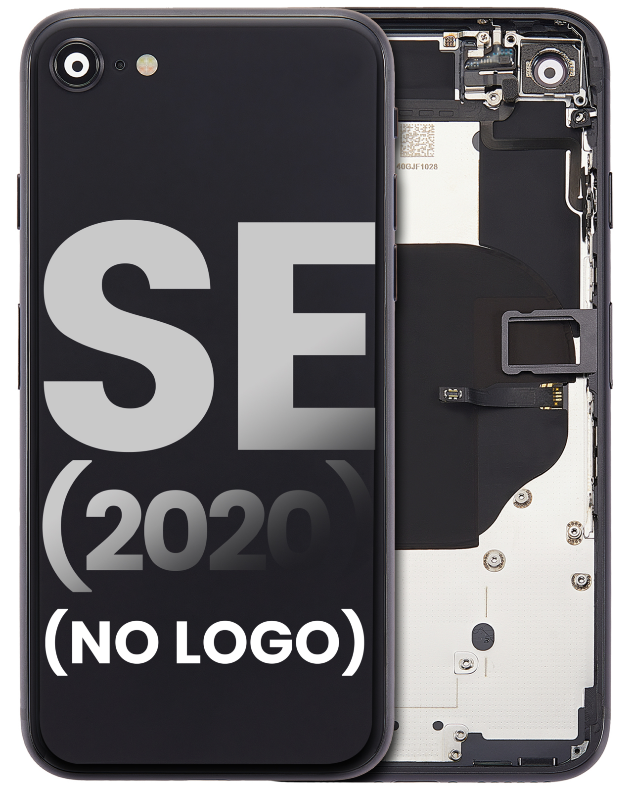 Back Housing W/ Small Components Pre-Installed For iPhone SE (2020) (No Logo) (Aftermarket Plus) (Black)