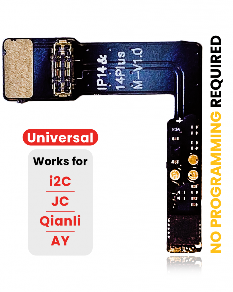Pre-Programmed Universal Battery Tag-On Flex Cable (Soldering Not Required) For iPhone 14 / 14 Plus (AmpSentrix) (With I2C, JCID, Qianli)