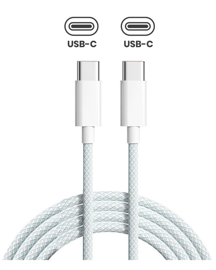 USB-C to C Braided Cable For iPhone / iPad (1 m / 3 ft) (OEM Grade New) (Bulk Packaging) (10 Pack)