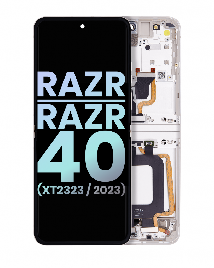 Main OLED Assembly With Frame For Motorola Razr 2023 / Razr 40 (XT2323 / 2023) (Genuine OEM) (Vanilla Cream)