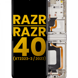 Main OLED Assembly With Frame For Motorola Razr 2023 / Razr 40 (XT2323 / 2023) (Refurbished) (Vanilla Cream)