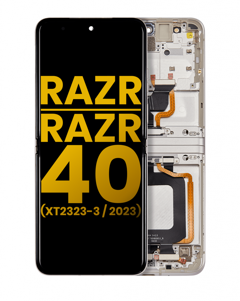 Main OLED Assembly With Frame For Motorola Razr 2023 / Razr 40 (XT2323 / 2023) (Refurbished) (Vanilla Cream)