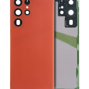Back Cover Glass With Camera Lens For Samsung Galaxy S22 Ultra (Service Pack) (Red)
