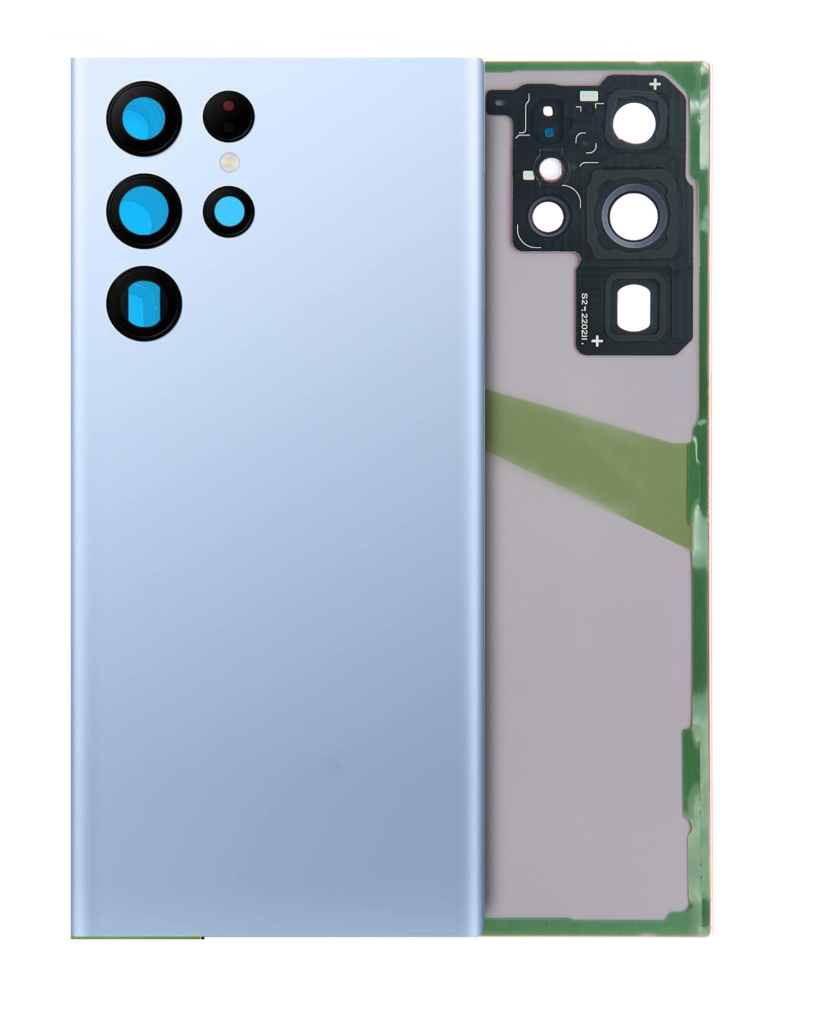 Back Cover Glass With Camera Lens For Samsung Galaxy S22 Ultra (Service Pack) (Sky Blue)