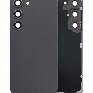 Back Cover Glass With Camera Lens For Samsung Galaxy S23 5G (No Logo) (Aftermarket Plus) (Phantom Black)