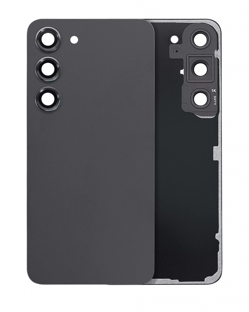 Back Cover Glass With Camera Lens For Samsung Galaxy S23 5G (No Logo) (Aftermarket Plus) (Phantom Black)