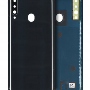 Back Cover Glass With Camera Lens For Samsung Galaxy A20s (A207 / 2019) (Service Pack) (Black)