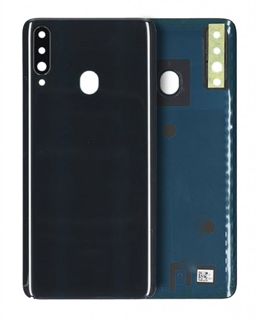 Back Cover Glass With Camera Lens For Samsung Galaxy A20s (A207 / 2019) (Service Pack) (Black)